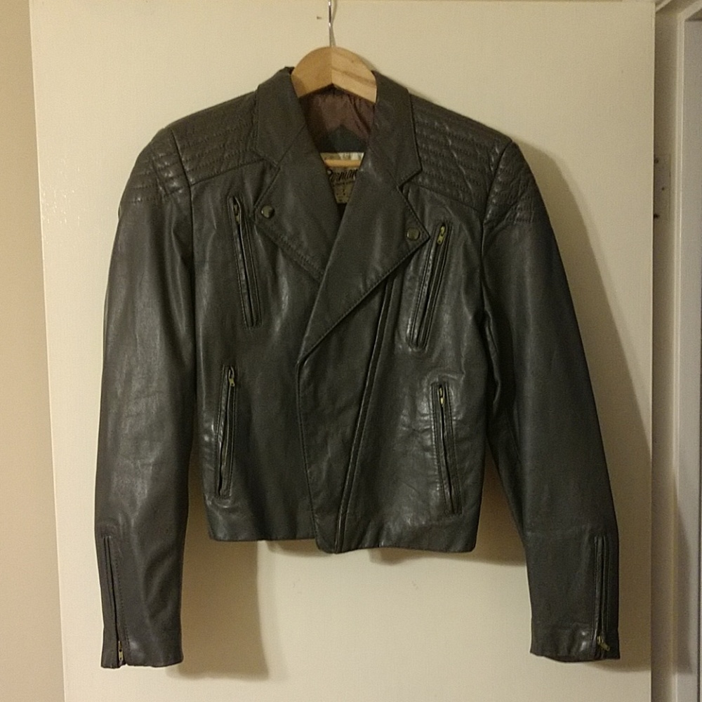 Gray Leather Jacket